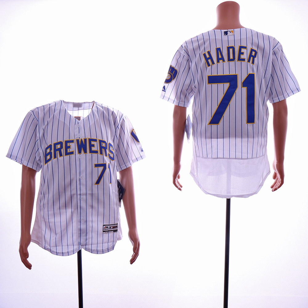 Men Milwaukee Brewers #71 Hader White Elite MLB Jerseys